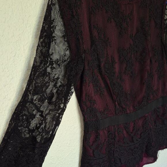 Ann Taylor Purple and Black Lace Blouse Size 2 - Picture 3 of 15